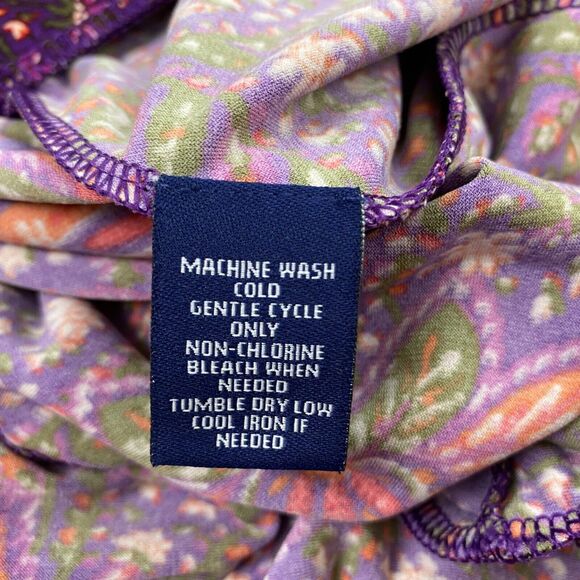 Vintage Y2K Chaps Skirt Womens Extra Small Floral Ruffle Slinky Knit 90s Purple - Picture 8 of 10